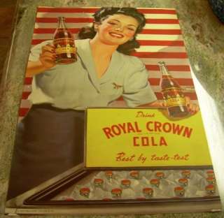Original Vintage 1942 Royal Crown RC Cola Soda Airline WAC Poster WWII 