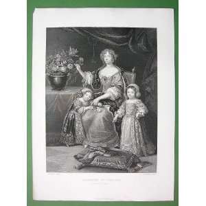 HENRIETTA Duchess of Orleans with Children Superb Dress Daughter of 