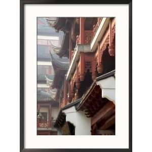 Traditional Architecture with Upturned Eaves, Shanghai, China Framed 