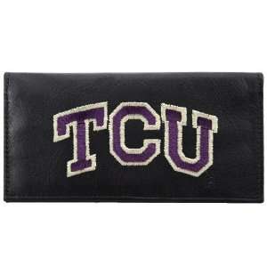 Texas Christian Horned Frogs Black Leather Embroidered Checkbook Cover 