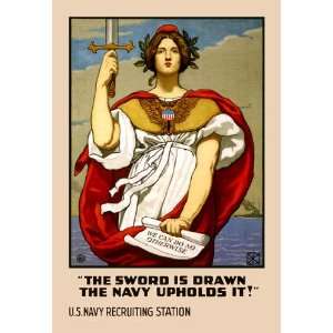  The Sword in Drawn The Navy Upholds It 12x18 Giclee on 