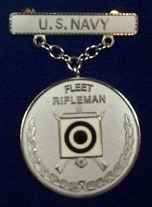 US Navy Rifle EIC Excellence In Competition Badge Medal, Silver, Fleet 