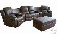 New Brown Theater Seating Recliner Movie Chairs 4 Seats  