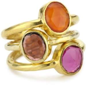 Robindira Unsworth Marrkakech Garnet and Quartz Stackable Rings Size 