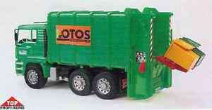 Bruder Toys MAN Rear Loading Garbage Truck Green NEW 02764 Kids Toy 