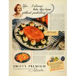  1936 Ad Swift & Co. Premium Ham Meal Bacon Food Meats 