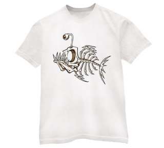 Fish skeleton bones T Shirt angler piranha new cool  