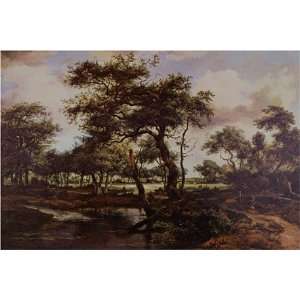 Pond in the Forest (1668) by Meindert Hobbema, 17 x 20 Fine Art 