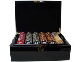 500 Nile Club Ceramic Poker Chips Set Mahogany Case  
