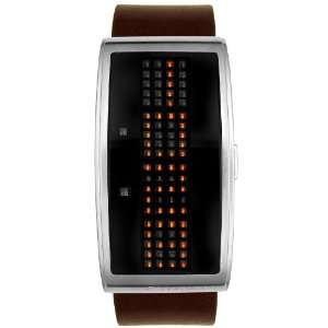  Mens led digital brown leather watch Stainless Steel 