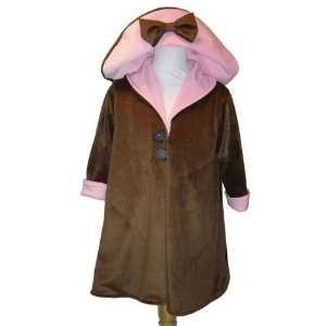  Chocolate and Pink Boutique Reversible Coat & Hat Set Size 