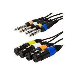  15ft 4 Channel TRS Male to XLR Female Snake Cable 