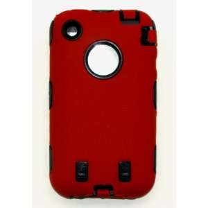  APPLE IPHONE 3 3G 3GS RED AND BLACK TWO LAYERED DEFENDER 