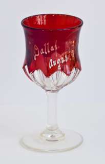 Antique Ruby Flash Goblet Cordial Dallas 1902 Dainty  