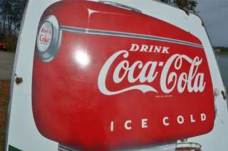 VINTAGE SCARCE COCA COLA SODA DRINK 1940s PORCELAIN ADVERTISING SIGN 