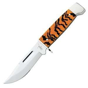 Case Cutlery Small Slab Side Hunter Knife with Bengal Tiger Stripe 