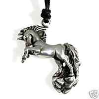 Silver PEWTER Horse UNICORN Fairy PENDANT Necklace 53F  
