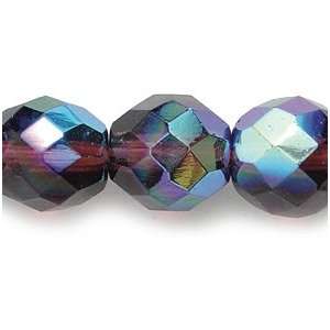   Glass Bead, Faceted Round, Amethyst Aurora Borealis, 60 Pack Arts