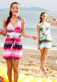   Set + Cover up Dress Swimsuit Tankini Underwire Red / Blue  