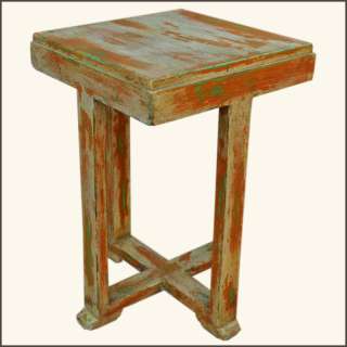 Appalachian Rustic Hand Painted Distressed Old Wood End Table 
