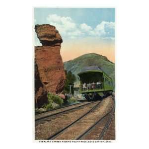 Echo Canyon, Utah   Overland Limited Train Passing Pulpit Rock, c.1917 