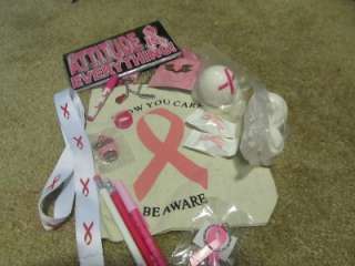 Pink Ribbon lot breast Cancer awareness Tote bag planner pens lanyard 