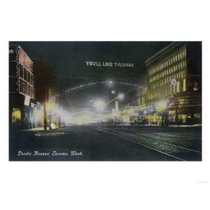   Nighttime View of Pacific Avenue Premium Poster Print