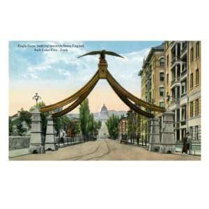 Salt Lake City, Utah, View of the Eagle Gate Facing the State Capitol 