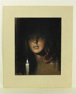   Candle Light Girl II ORIGINAL 60s kitsch, wings of love artist  