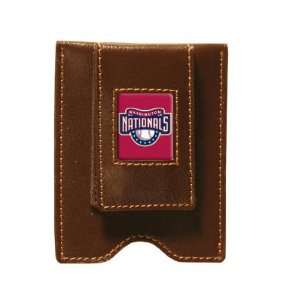   Nationals Brown Leather Money Clip & Card Case