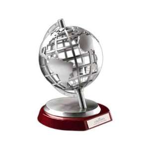 Castello I   Small metal globe award on wood base.  
