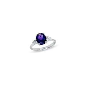  ZALES Oval Amethyst and Diamond Ring in 10K White Gold 