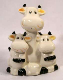   Calves Babies Funny Figurine Udders Family Porcelain Black Wht  