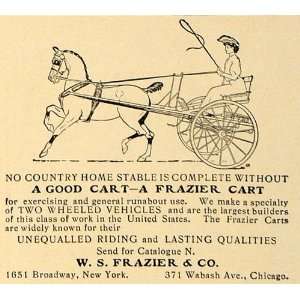   Ad W S Frazier Carriage Two Wheeled Vehicles Horse   Original Print Ad
