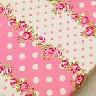 PINK ROSE FLOWER & POLKA DOT SPOTTY IN PINK & WHITE 100% COTTON FABRIC 