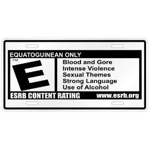   Only / E S R B Parodie Equatorial Guinea License Plate Country