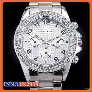 Stainless Steel Crystal Stone Ladies Quartz Gift Watch  