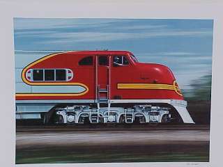 Railroad Art, Dannemann, ATSF E 1 at speed.  