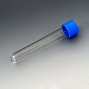 Test Tube with Attached Red Screw Cap, 16 x 100mm (10mL), PS, STERILE 