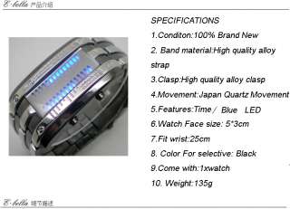 2011 Personality Digital Blue LED Sports Watch Binary Mens watch 