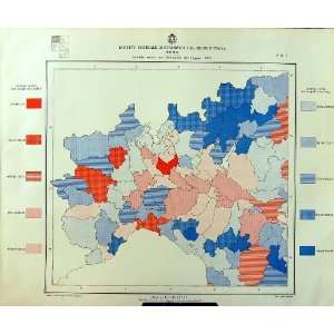  1933 Colour Map Italy Statistics Trieste Income Roma
