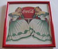 Framed Coca Cola Coke Ad Print Red Two Girls Bottles  