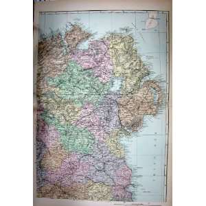  MAP 1884 NORTH EAST IRELAND DUNDAK DUBLIN OMAGH BELFAST 