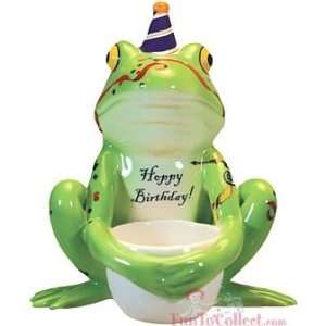  Fanicful Frogs Happy Birthday Voltive Candle Holder