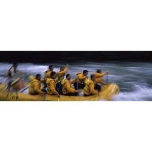Tourists Rafting in the River, Snake River, Wyoming, USA by Panoramic 