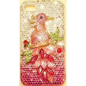  GORGEOUS PINK BIRD Bling Case for iPhone 4 & iPhone 4S 