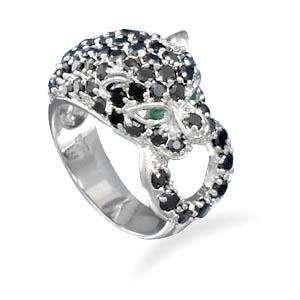  Black Panther 3 D Animal Ring Cat CZ Sterling Silver 