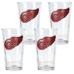  Detroit Red Wings NHL 4pc Pint Ale Glass Set Sports 