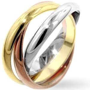  Triple Tone Rhodium Bonded Eternity Ring   Size 5 10, 5 