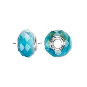 7224 Bead, Dione™, glass and silver plated brass grommet, 32 facet 
